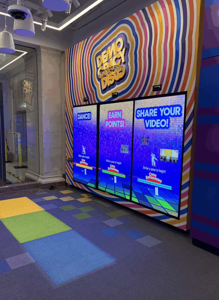 Democracy Disco installation at the National Archives